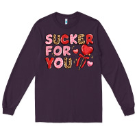 Plum lovethemed typography with heart lollipop Long Sleeve Tee - LillyAllenDesigns