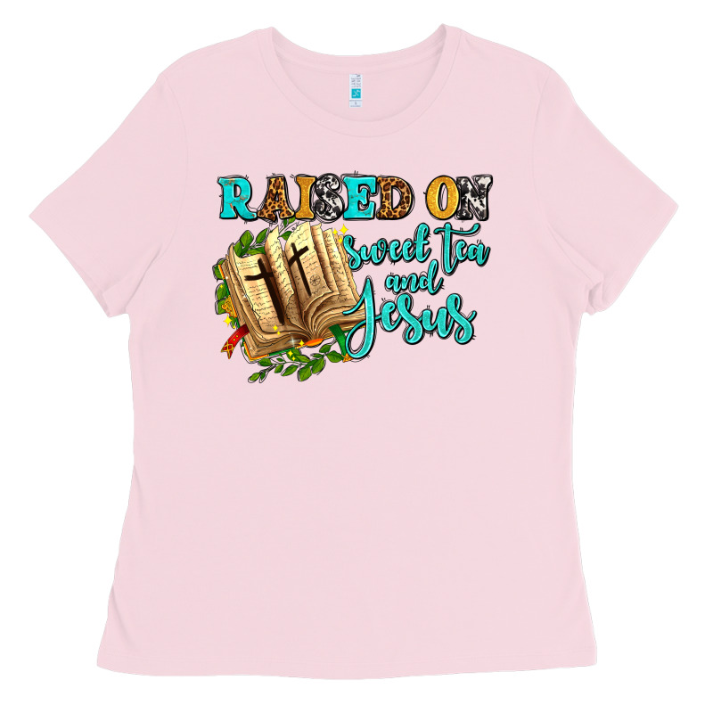 Raised On Sweet Tea And Jesus Ladies Tee by AdoDesignShop | Teevron