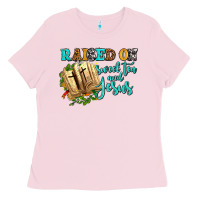 Bubblegum Pink raised on sweet tea and jesus Ladies Tee - AdoDesignShop