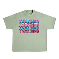 Oil Green teacher stacked Urban Heavy Tee - NancyCooperArtShop