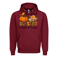 Burgundy Thankful blessed and kind of a mess Zipper Hoodie - NancyCooperArtShop