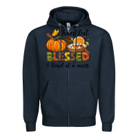 Navy Thankful blessed and kind of a mess Zipper Hoodie - NancyCooperArtShop