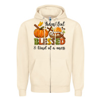 Sandshell Thankful blessed and kind of a mess Zipper Hoodie - NancyCooperArtShop