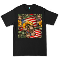 Black usa flag with army boot seamless pattern Premium Tee - BundleAndBundleShop