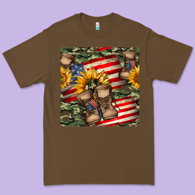 Usa Flag With Army Boot Seamless Pattern Premium Tee Designed By Bundleandbundleshop