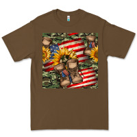 Cacao usa flag with army boot seamless pattern Premium Tee - BundleAndBundleShop