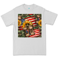 Dove Grey usa flag with army boot seamless pattern Premium Tee - BundleAndBundleShop