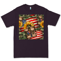 Plum usa flag with army boot seamless pattern Premium Tee - BundleAndBundleShop