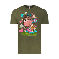 Vintage Olive little cute cow Vintage Tee - NancyCooperArtShop