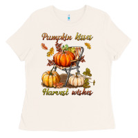 Bone pumpkin kisses harvest wishes Ladies Tee - BundleAndBundleShop