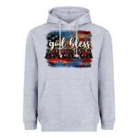 Heather Grey God bless America  4th of July Heavyweight Hoodie - CowGirlArtShop