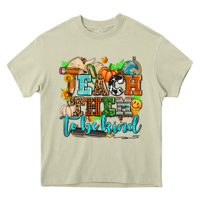 Teach Them To Be Kind With Pumpkins And Fall Heavy Core Tee by AdoDesignShop | Teevron