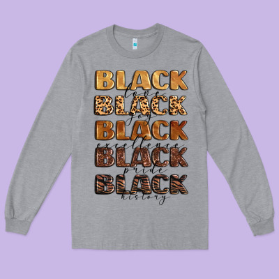 Typography Variations In Animal And Glitter Textur Long Sleeve Tee Designed By Lillyallendesigns
