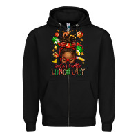 Black santas favorite lunch lady afro messy bun Zipper Hoodie - texasbilliewilder