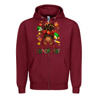 Burgundy santas favorite lunch lady afro messy bun Zipper Hoodie - texasbilliewilder