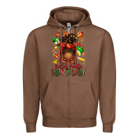 Chestnut santas favorite lunch lady afro messy bun Zipper Hoodie - texasbilliewilder