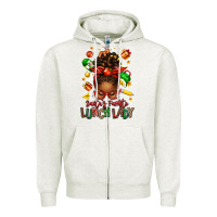 Oatmeal Heather santas favorite lunch lady afro messy bun Zipper Hoodie - texasbilliewilder