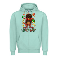 Seafoam santas favorite lunch lady afro messy bun Zipper Hoodie - texasbilliewilder