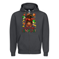 Smoke santas favorite lunch lady afro messy bun Zipper Hoodie - texasbilliewilder