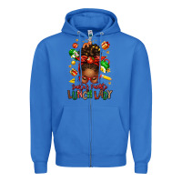 True Royal santas favorite lunch lady afro messy bun Zipper Hoodie - texasbilliewilder