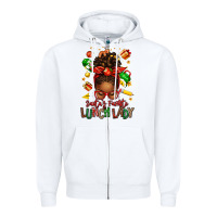White santas favorite lunch lady afro messy bun Zipper Hoodie - texasbilliewilder