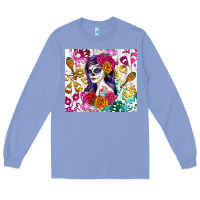 Colony Blue sugar skull girl Long Sleeve Tee - RanaPortraitStore