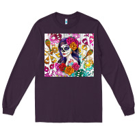 Plum sugar skull girl Long Sleeve Tee - RanaPortraitStore