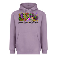 Lavender Peace Love Mardi Gras Heavyweight Hoodie - HowdyJamesFarm
