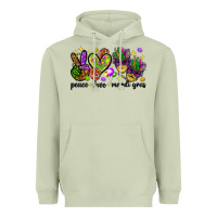 Matcha Peace Love Mardi Gras Heavyweight Hoodie - HowdyJamesFarm