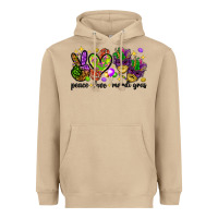 Mushroom Peace Love Mardi Gras Heavyweight Hoodie - HowdyJamesFarm
