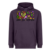 Plum Peace Love Mardi Gras Heavyweight Hoodie - HowdyJamesFarm