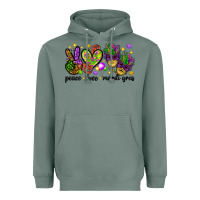 Sage Peace Love Mardi Gras Heavyweight Hoodie - HowdyJamesFarm