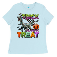 Baby Blue trick rawr treat Ladies Tee - BundleAndBundleShop