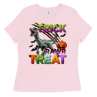 Bubblegum Pink trick rawr treat Ladies Tee - BundleAndBundleShop