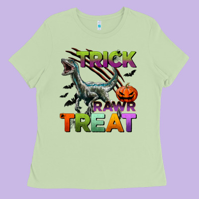 Trick Rawr Treat Ladies Tee Designed By Bundleandbundleshop