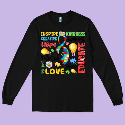 Name Puzzle Ribbon Of Inspiration Long Sleeve Tee Designed By Lillyallendesigns