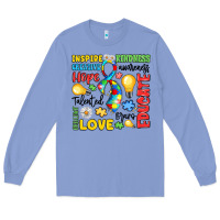 Colony Blue name puzzle ribbon of inspiration Long Sleeve Tee - LillyAllenDesigns