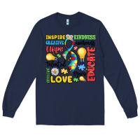 Navy name puzzle ribbon of inspiration Long Sleeve Tee - LillyAllenDesigns