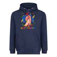 Navy Autism Mom Heavyweight Hoodie - CowGirlArtShop