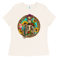 Bone western skeleton coffee sunflowers Ladies Tee - Artiststas