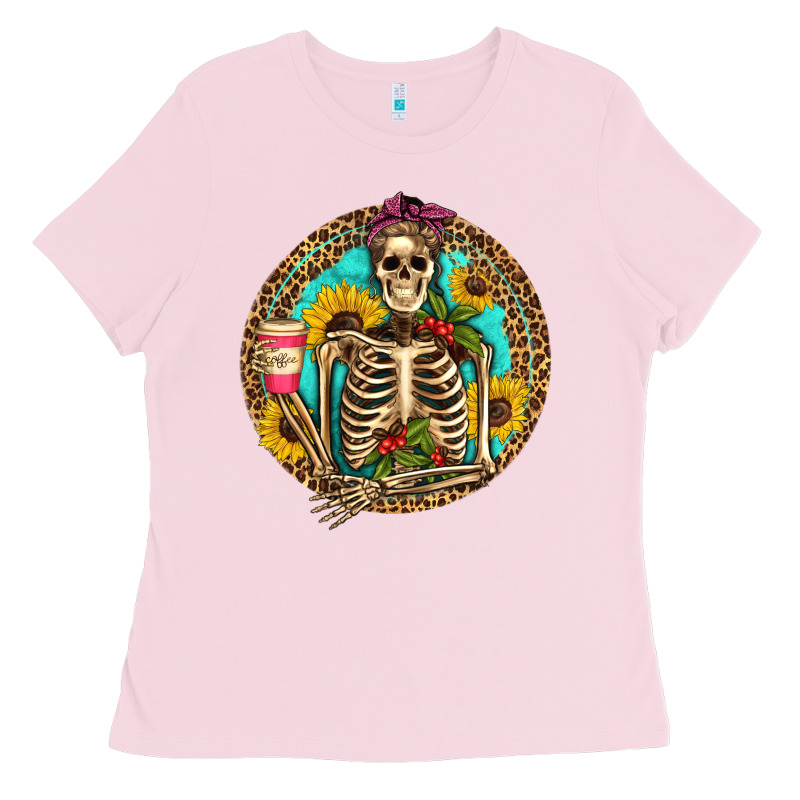 Western Skeleton Coffee Sunflowers Ladies Tee by Artiststas | Teevron