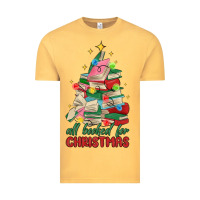 Vintage Mustard christmas book tree Vintage Tee - MaliasSmallBusiness