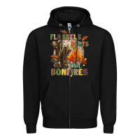 Black Flannels boots and bonfires Zipper Hoodie - NancyCooperArtShop