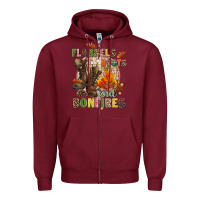Burgundy Flannels boots and bonfires Zipper Hoodie - NancyCooperArtShop