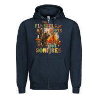 Navy Flannels boots and bonfires Zipper Hoodie - NancyCooperArtShop