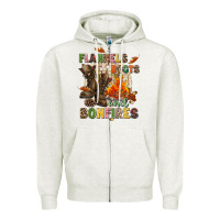 Oatmeal Heather Flannels boots and bonfires Zipper Hoodie - NancyCooperArtShop