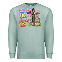 Seafoam Oh how he loves us Easter Day Premium Sweatshirt - CowGirlArtShop