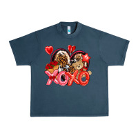 Midnight Navy xo xo with leopard and cowhide heart Urban Heavy Tee - NancyCooperArtShop