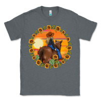 Charcoal Heather cowgirl sunflower Classic Tee - MaliasSmallBusiness