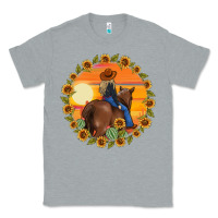 Heather Grey cowgirl sunflower Classic Tee - MaliasSmallBusiness